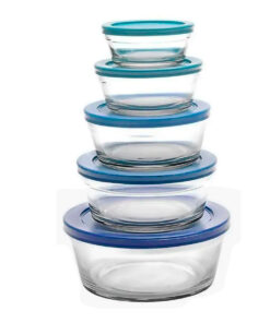 5 TIGELAS De Vidro Com Tampa
