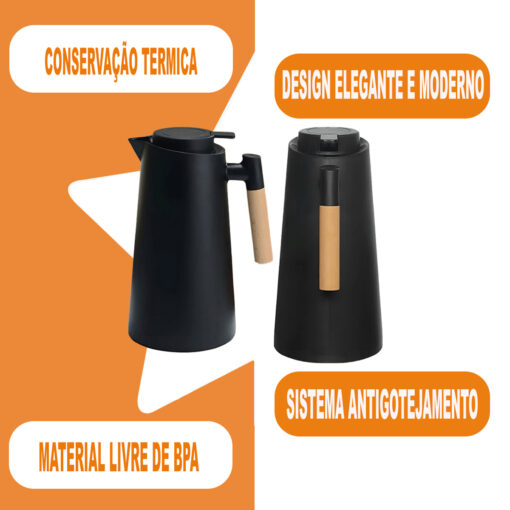 Garrafa térmica 1L cabo madeira Belakaza