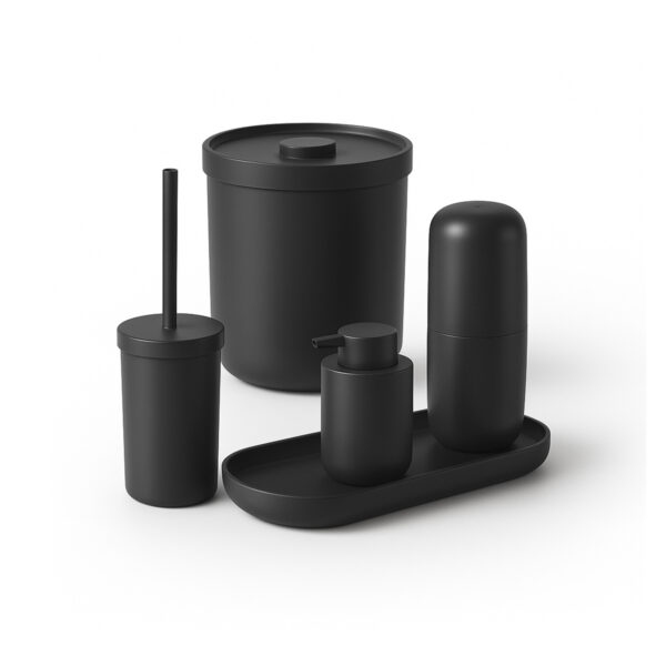 Kit PORTA SABONETE+PORTA ESCOVA+LIXEIRA+BANDEJA DUAL-ESCOVA SANITÁRIA