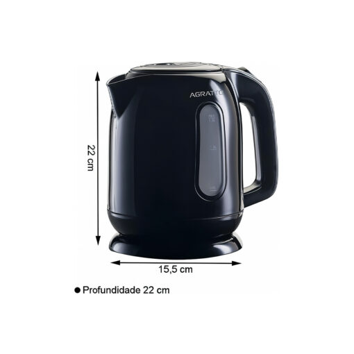 Chaleira Elétrica de Plástico com Led 1.8L Agratto
