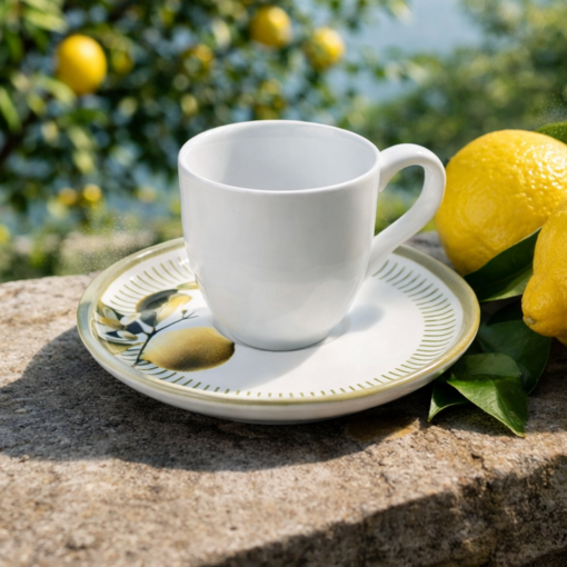Conjunto Xicara com Pires 120ml Café Lemon Porto Brasil para Servir Café