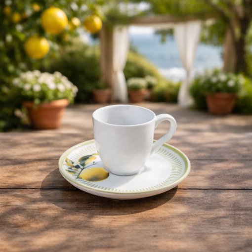 Conjunto Xicara com Pires 120ml Café Lemon Porto Brasil para Servir Café