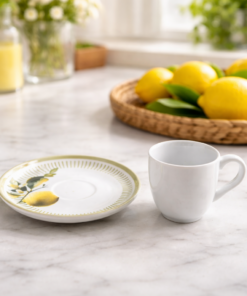 Conjunto Xicara com Pires 120ml Café Lemon Porto Brasil para Servir Café