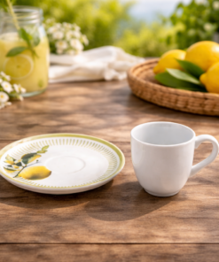 Conjunto Xicara com Pires 120ml Café Lemon Porto Brasil para Servir Café
