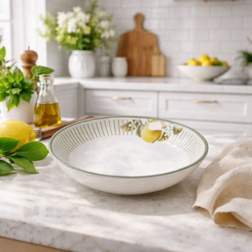 Prato Fundo Bio Lemon Porto Brasil em Cerâmica Decorada
