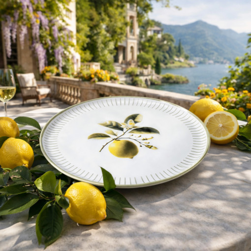 Prato Raso Bio Lemon Porto Brasil em Cerâmica Decorado