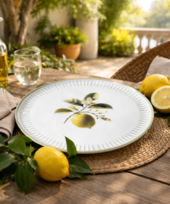 Prato Raso Bio Lemon Porto Brasil em Cerâmica Decorado