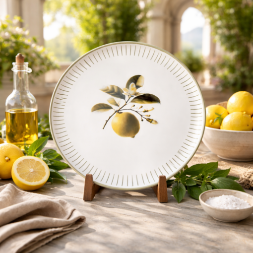 Prato Raso Bio Lemon Porto Brasil em Cerâmica Decorado
