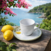 Xicara de Chá 170ml com Pires Lemon Porto Brasil Ceramica Decorada