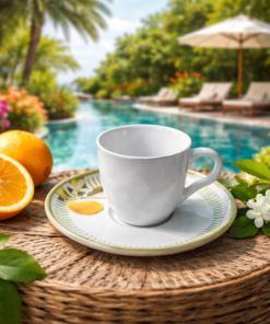 Xicara de Chá 170ml com Pires Lemon Porto Brasil Ceramica Decorada