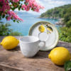 Xicara de Chá 170ml com Pires Lemon Porto Brasil Ceramica Decorada