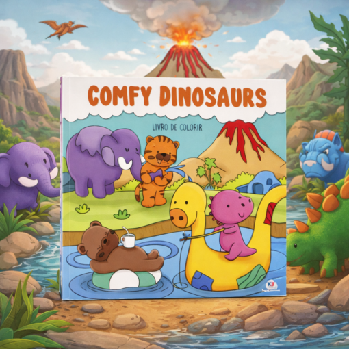 Livro para Colorir Infantil Cultural Cozy Circus e Comfy Dinosaurs