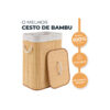 Cesto de Roupas Bambu Retangular com Alças e Tampa Removível Wincy
