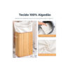 Cesto de Roupas Bambu Retangular com Alças e Tampa Removível Wincy