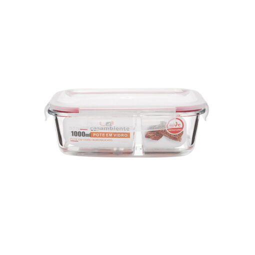 Pote de Vidro Hermético Quadrado 1000ml