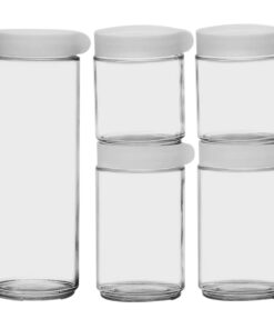 REF: 1989 Conjunto Potes de Vidro Empilhável 5 Peças