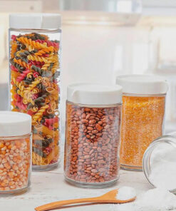 REF: 1989 Conjunto Potes de Vidro Empilhável 5 Peças