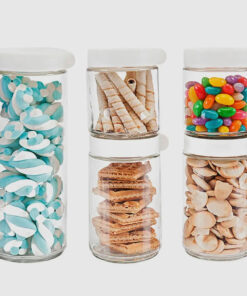 REF: 1989 Conjunto Potes de Vidro Empilhável 5 Peças