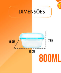 POTE DE VIDRO QUADRADO 800 ML