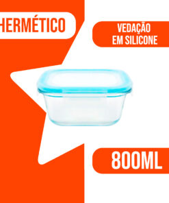 POTE DE VIDRO QUADRADO 800 ML