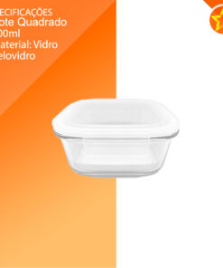 POTE DE VIDRO QUADRADO 800 ML