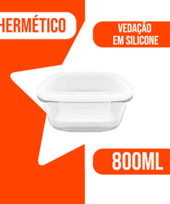 POTE DE VIDRO QUADRADO 800 ML