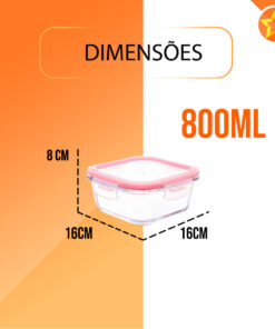 POTE DE VIDRO QUADRADO 800 ML