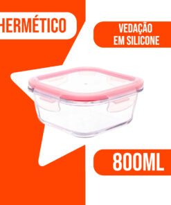POTE DE VIDRO QUADRADO 800 ML