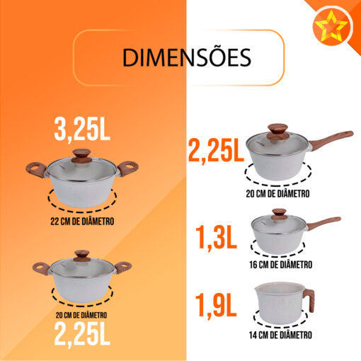 Conjunto de Panelas 10 Peças Indução Mimo Style