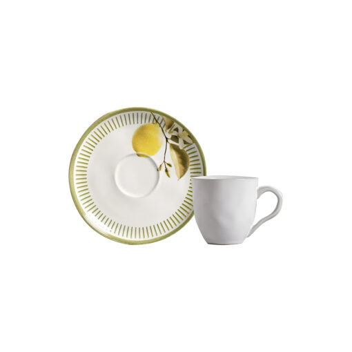 Conjunto Xicara com Pires 120ml Café Lemon Porto Brasil para Servir Café