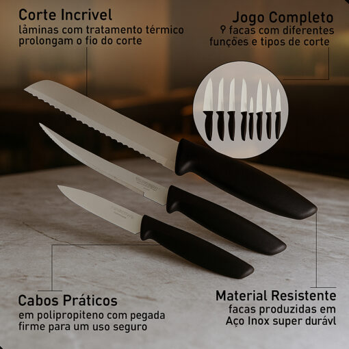 Jogo de Facas Tramontina Plenus Inox 9 Peças