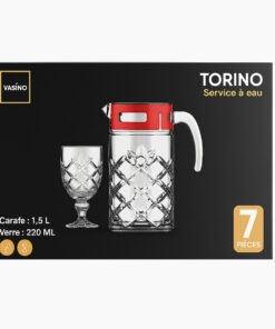 Jogo jarra 1,5L e 6 Taças em Vidro Lapidado Casambiente