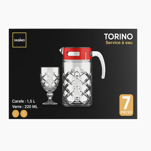 Jogo jarra 1.5L e 6 Taças em Vidro Lapidado Casambiente