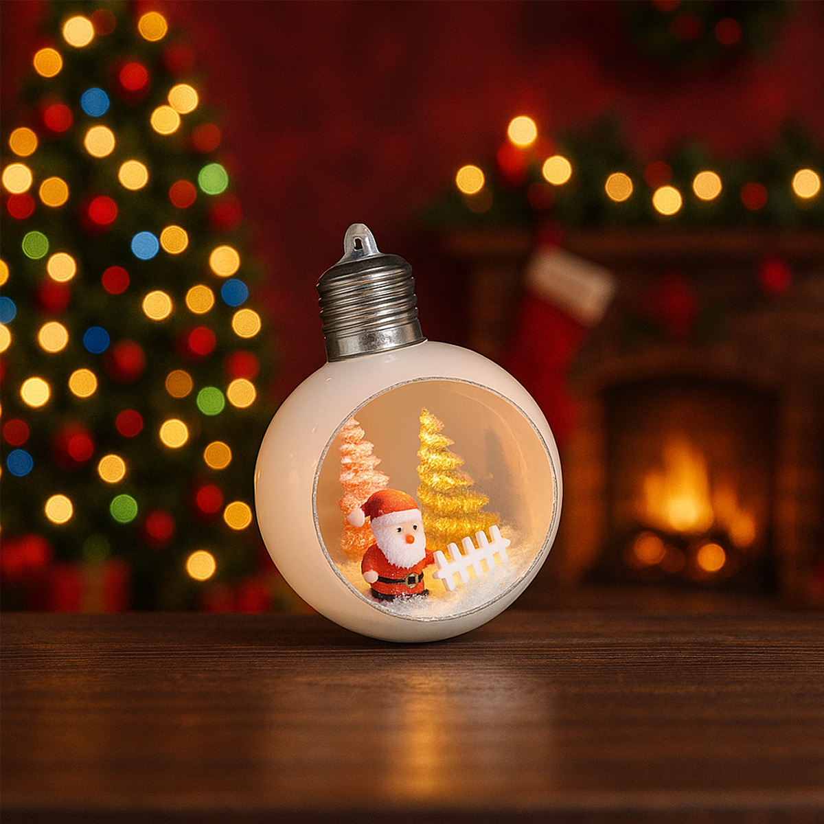 Bola de Led Iluminada Papai Noel Natal