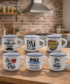 Kit 6 Xícaras de Café 50ml Presente Dia dos Pais para Quem Ama Café Design Clássico