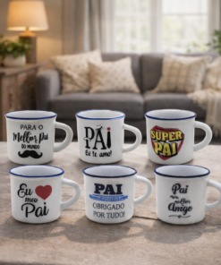 Kit 6 Xícaras de Café 50ml Presente Dia dos Pais para Quem Ama Café Design Clássico