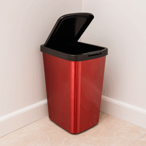 Lixeira Quadrada De Plástico Cesto Com Tampa Click 9 Litros Arqplast