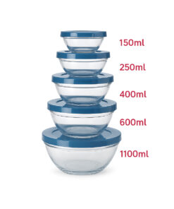 CONJUNTO 5 POTES DE VIDRO C TAMPA AZUL CASUAL Volume