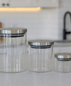 Jogo de Potes de vidro tampa de inox belovidro