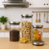 Conjunto 4 Pote de Vidro Borossilicato Tampa Inox Belovidro