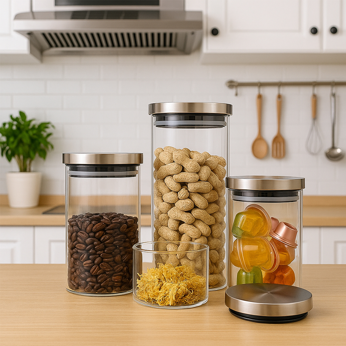 conjunto de potes com condimentos