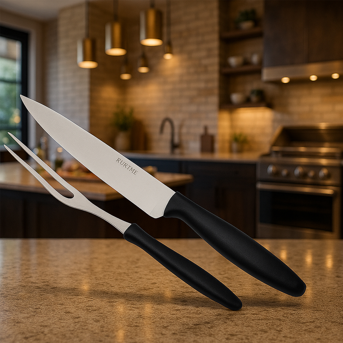 Kit Churrasco Tramontina com faca, garfo e pegador em inox