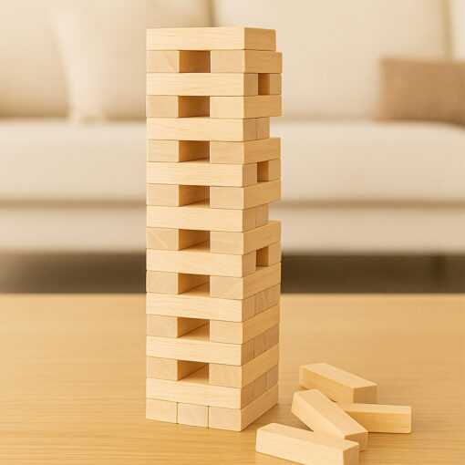 Jogo Caiu Perdeu Torre Madeira 54 Peças Brinquedo Gala