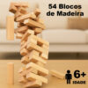 Jogo Caiu Perdeu Torre Madeira 54 Peças Brinquedo Gala