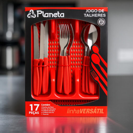 Faqueiro 17 Peças Aço Inox Completo para Mesa Planeta