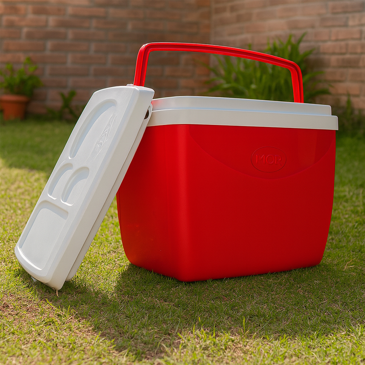 Uma caixa térmica no jardim