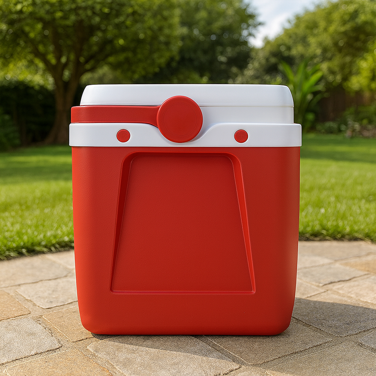 Uma caixa térmica no jardim