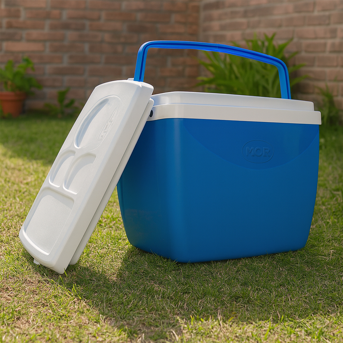 Uma caixa térmica no jardim