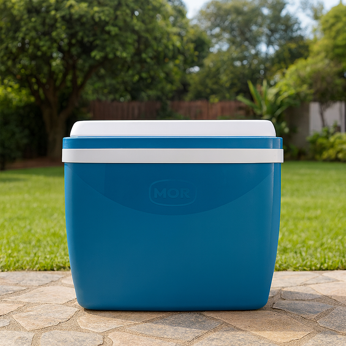 Uma caixa térmica no jardim