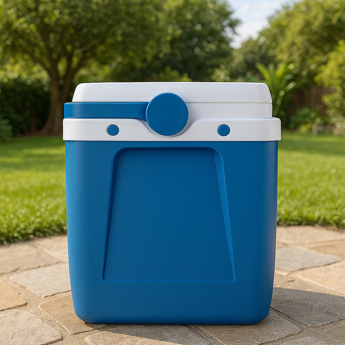 Uma caixa térmica no jardim